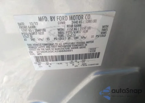 2013 Ford Edge Se z USA, uszkodzony, nr VIN 2FMDK3GCXDBB50551